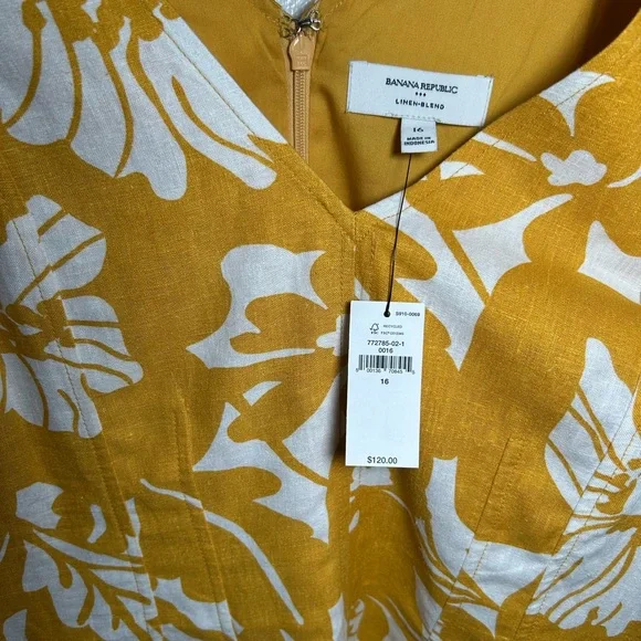 NWT Banana Republic Yellow Floral Mini Dress - Picture 5 of 6